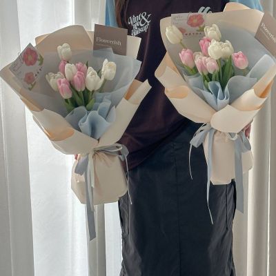 cute pastel yulip bouquet