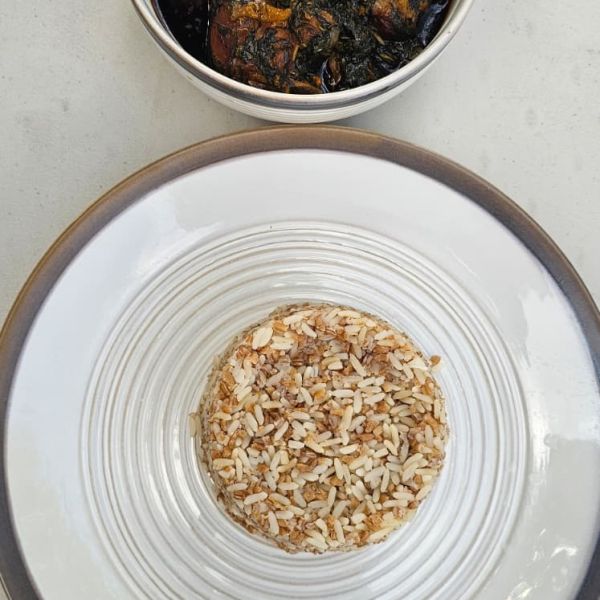 Jute Leaves (Krain Krain) and Rice