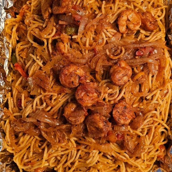 Stew Spaghetti and Shrimp