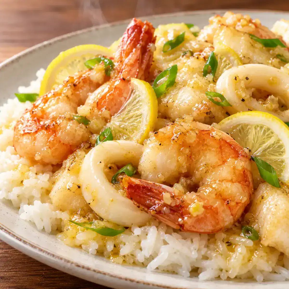 Honey Lemon Prawn Rice