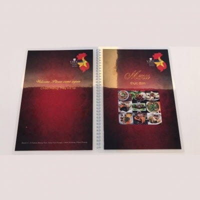 A4 Menu+Hard Lamination+Wire O Binding