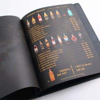 Hard Cover Menu Book
