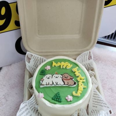 线条小狗便当蛋糕