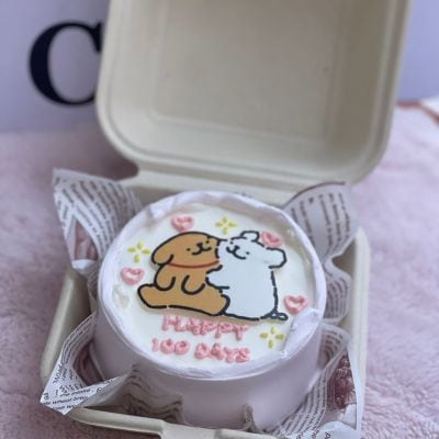 线条小狗便当蛋糕